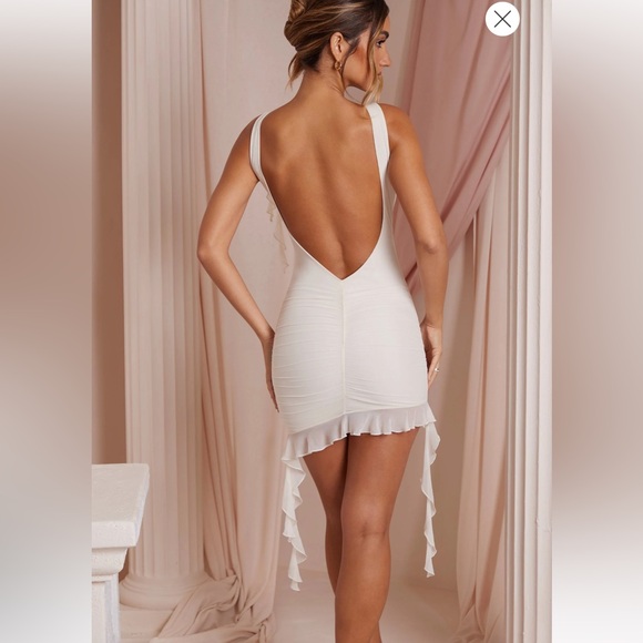 Oh Polly Backless Ruffle Detailing Mini Dress in Ivory - Picture 3 of 6
